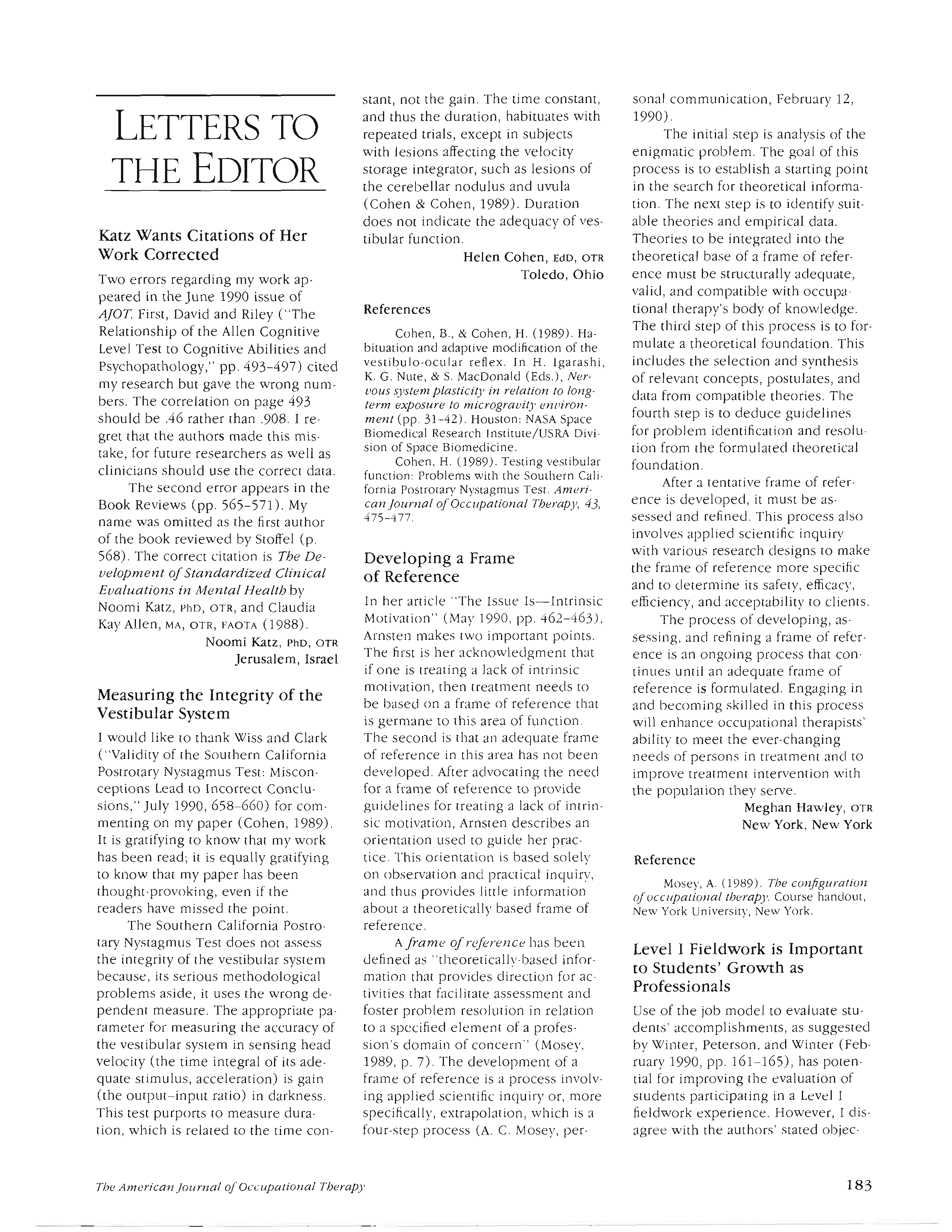 First page of Measuring the Integrity of the Vestibular System