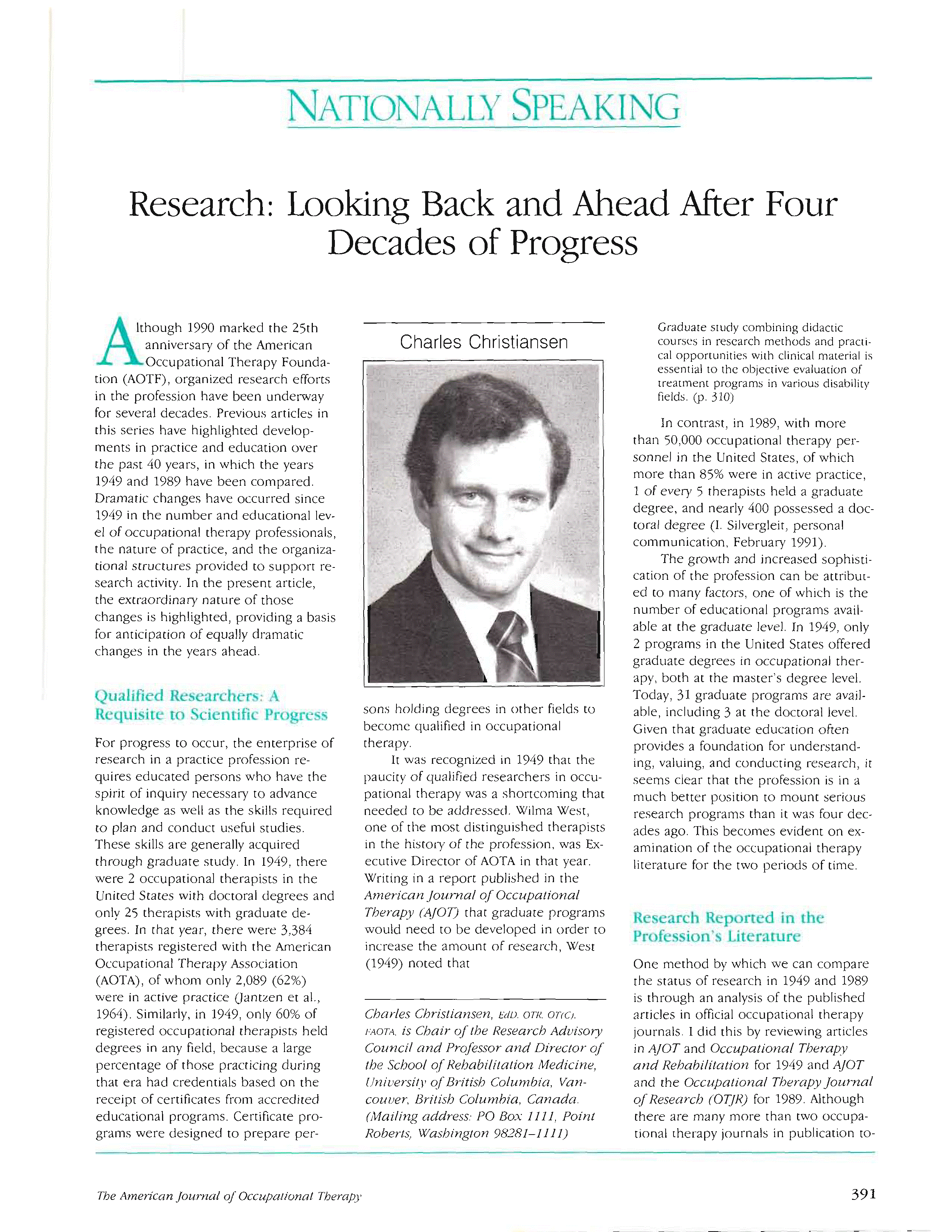 First page of Research: Looking Back and Ahead After Four Decades of Progress