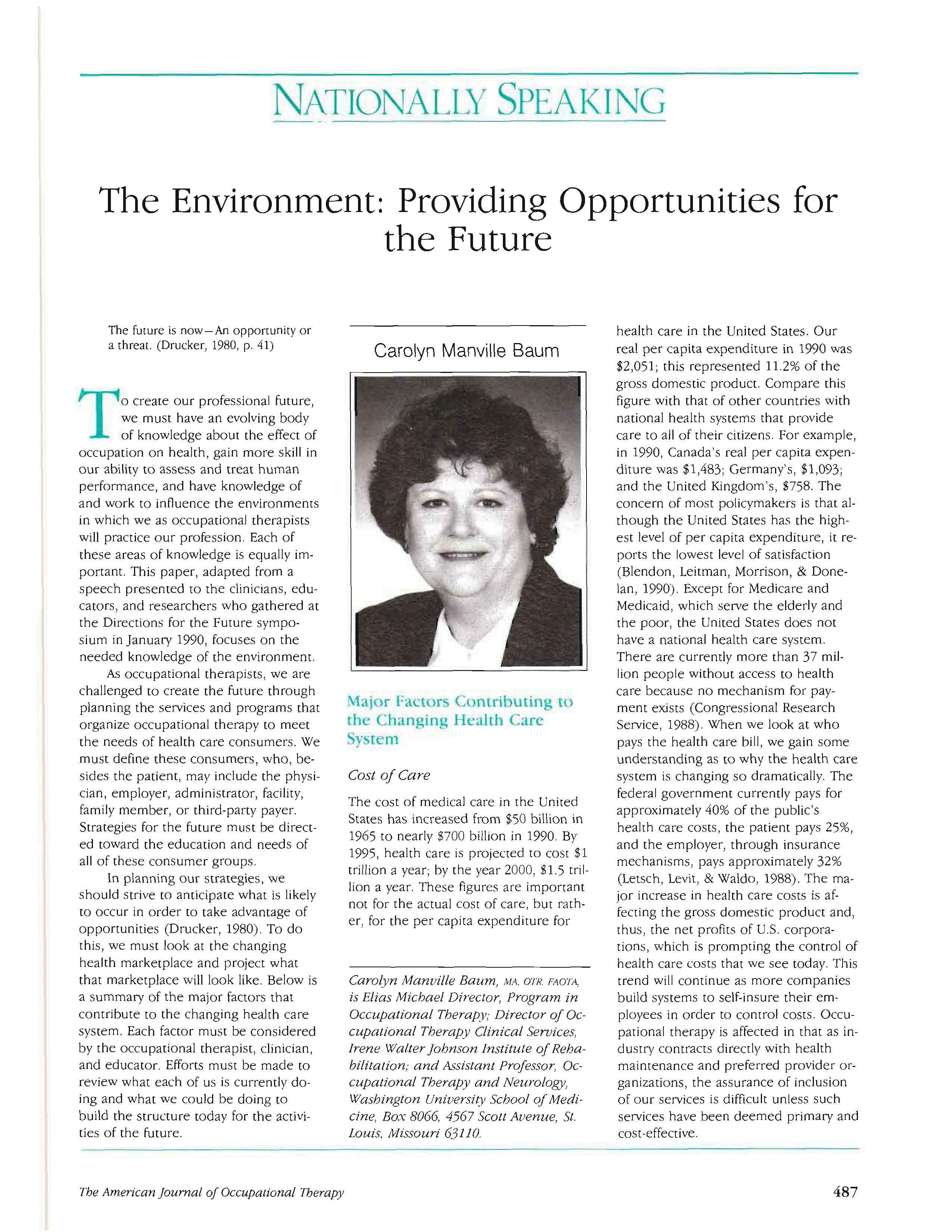 The Environment Providing Opportunities for the Future The American