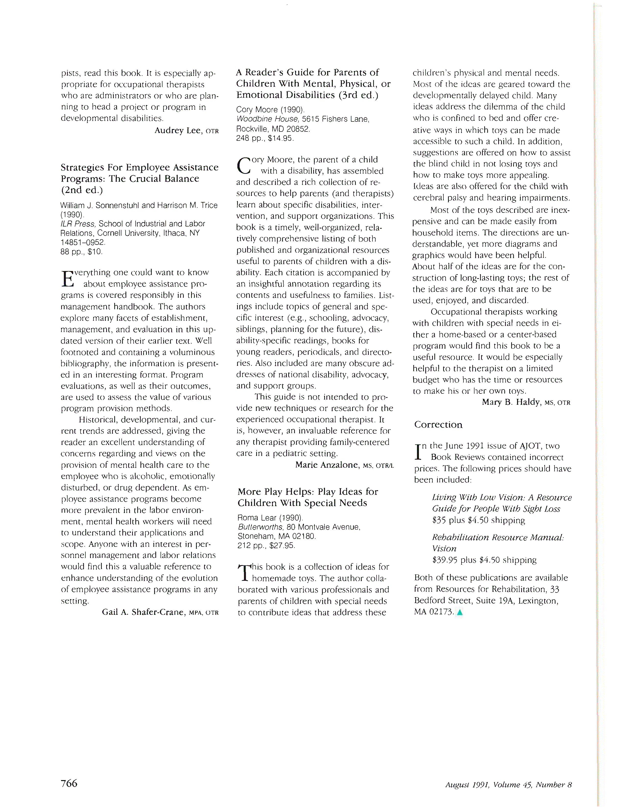 First page of More Play Helps: Play Ideas for Children With Special Needs