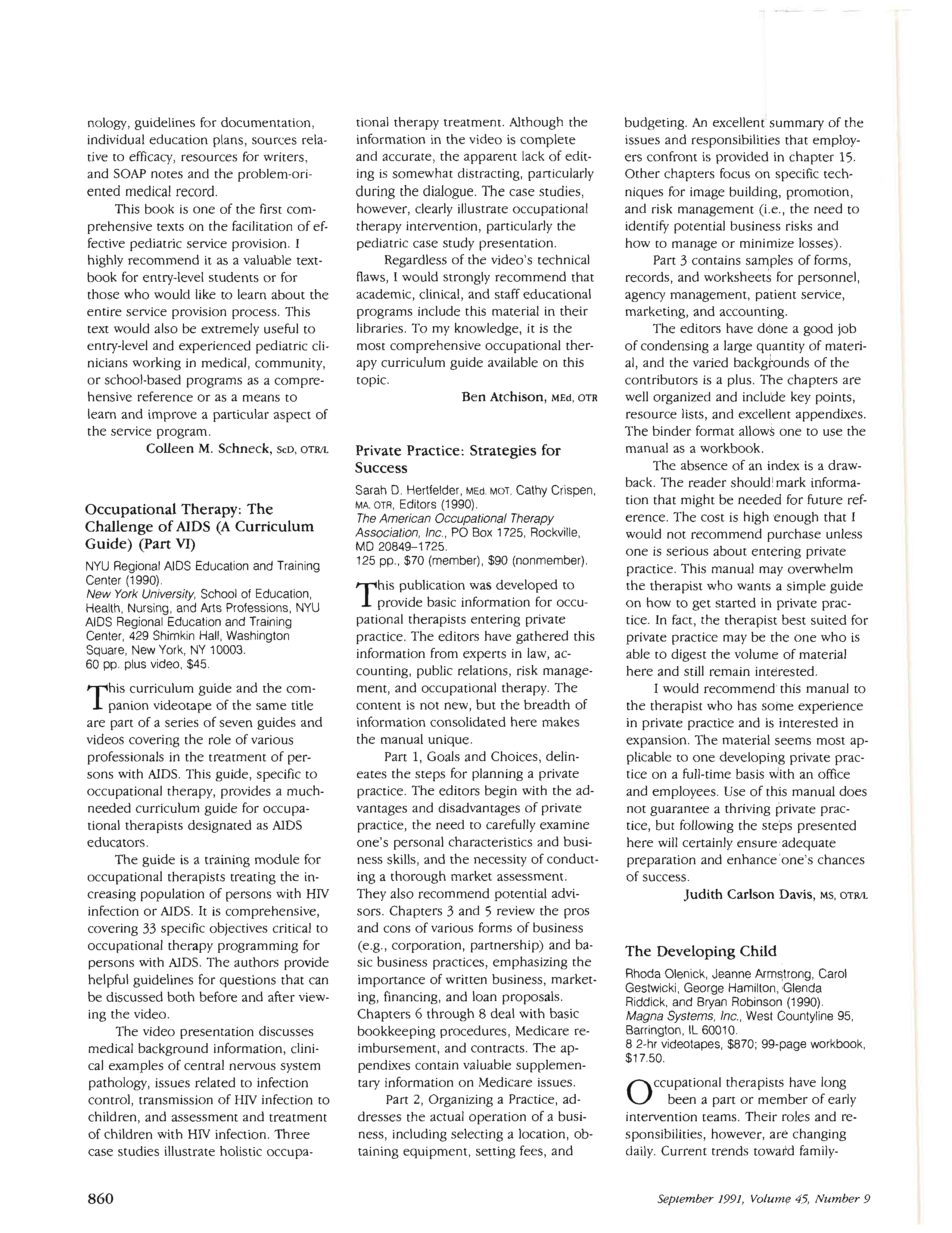 First page of Occupational Therapy: The Challenge of AIDS (A Curriculum Guide) (Part VI)