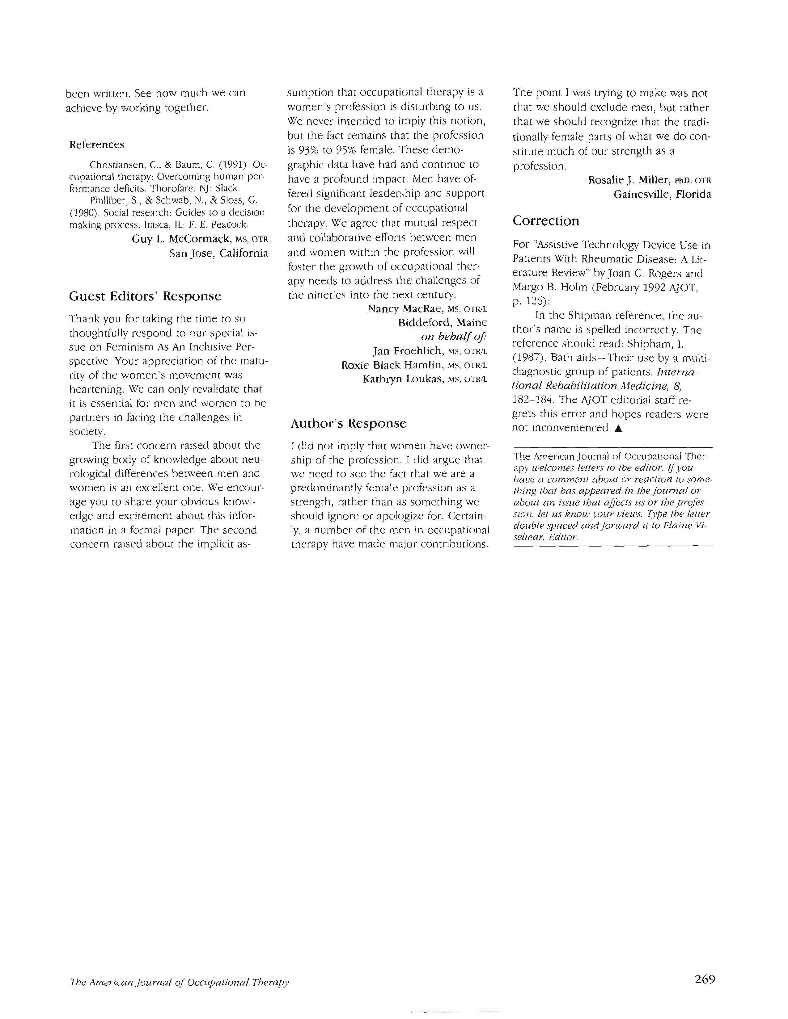 First page of Guest Editors’ Response