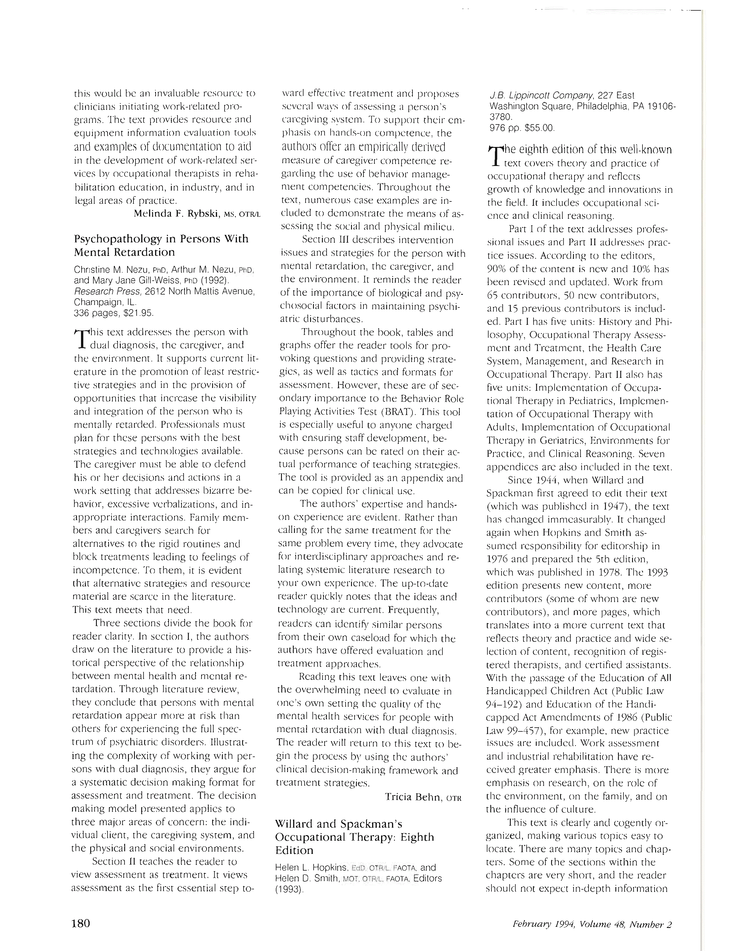 First page of Psychopathology in Persons With Mental Retardation