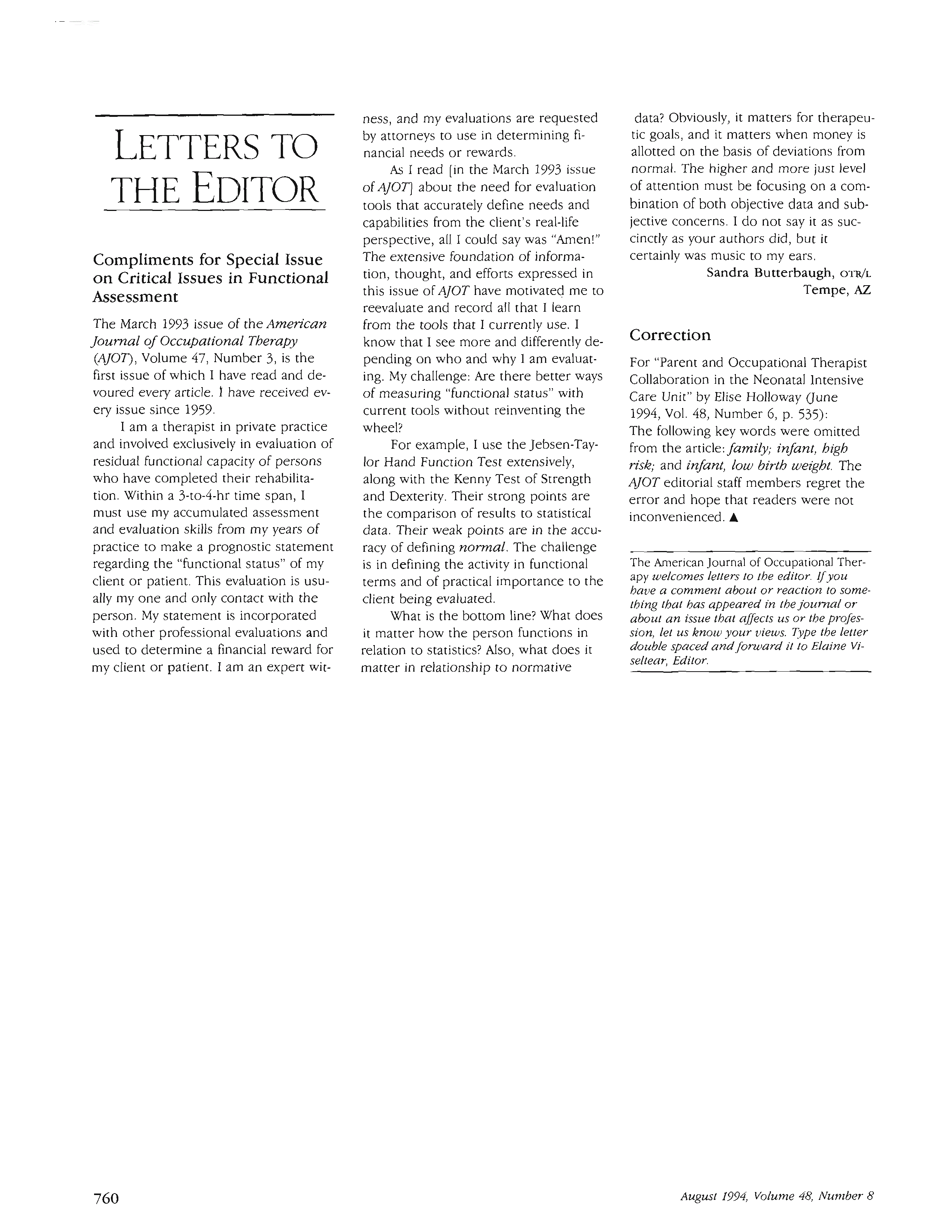 First page of Compliments for Special Issue on Critical Issues in Functional Assessment
