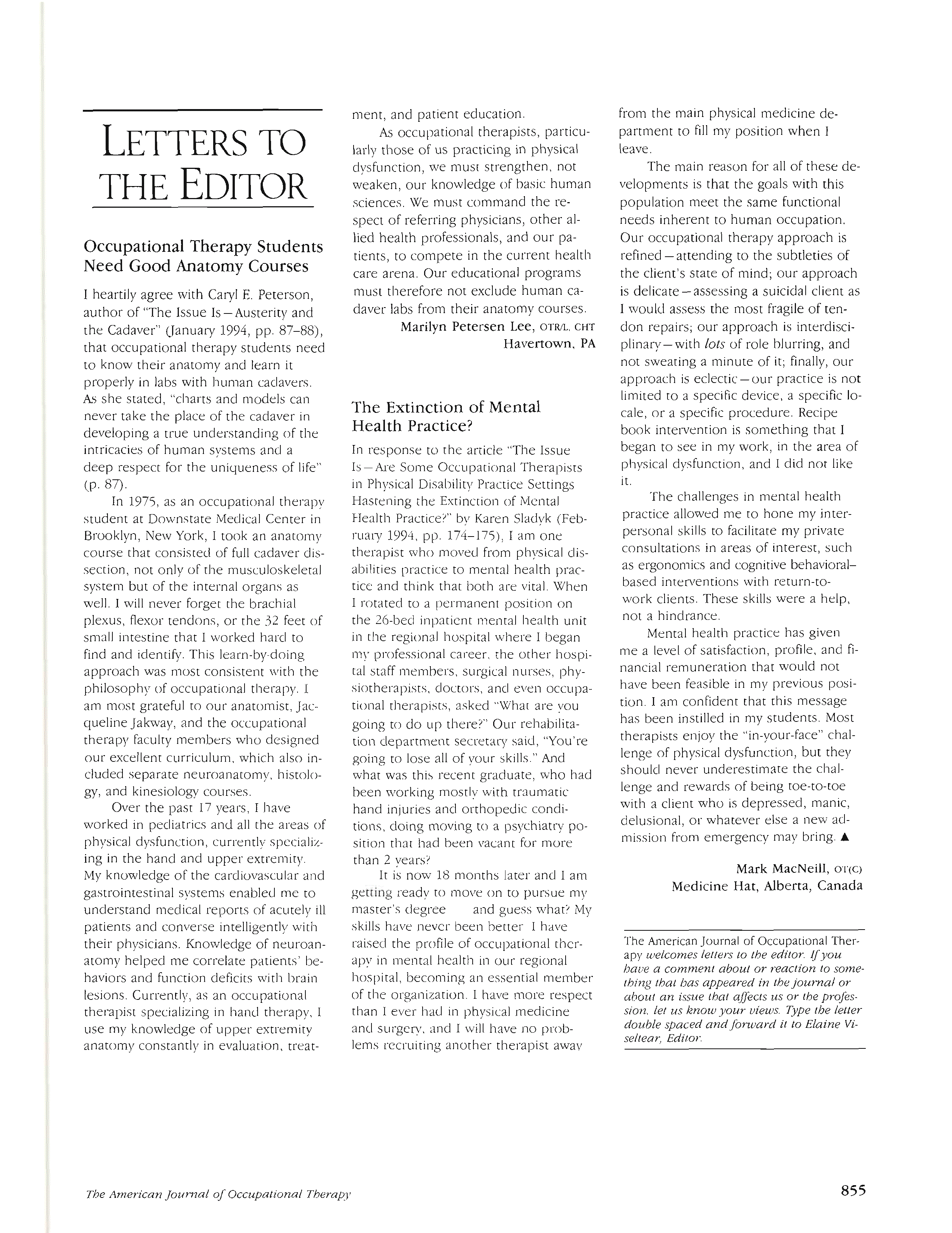First page of The Extinction of Mental Health Practice?