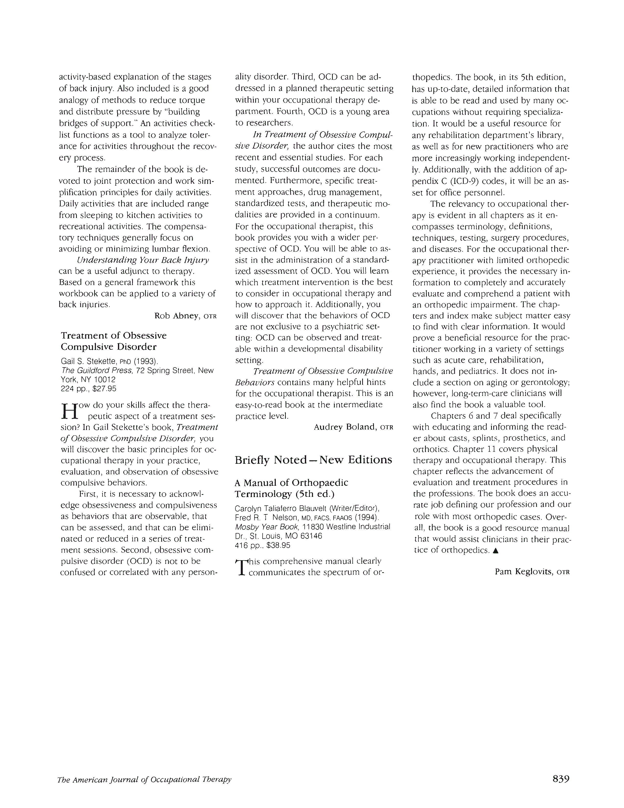 First page of Briefly Noted – New Editions