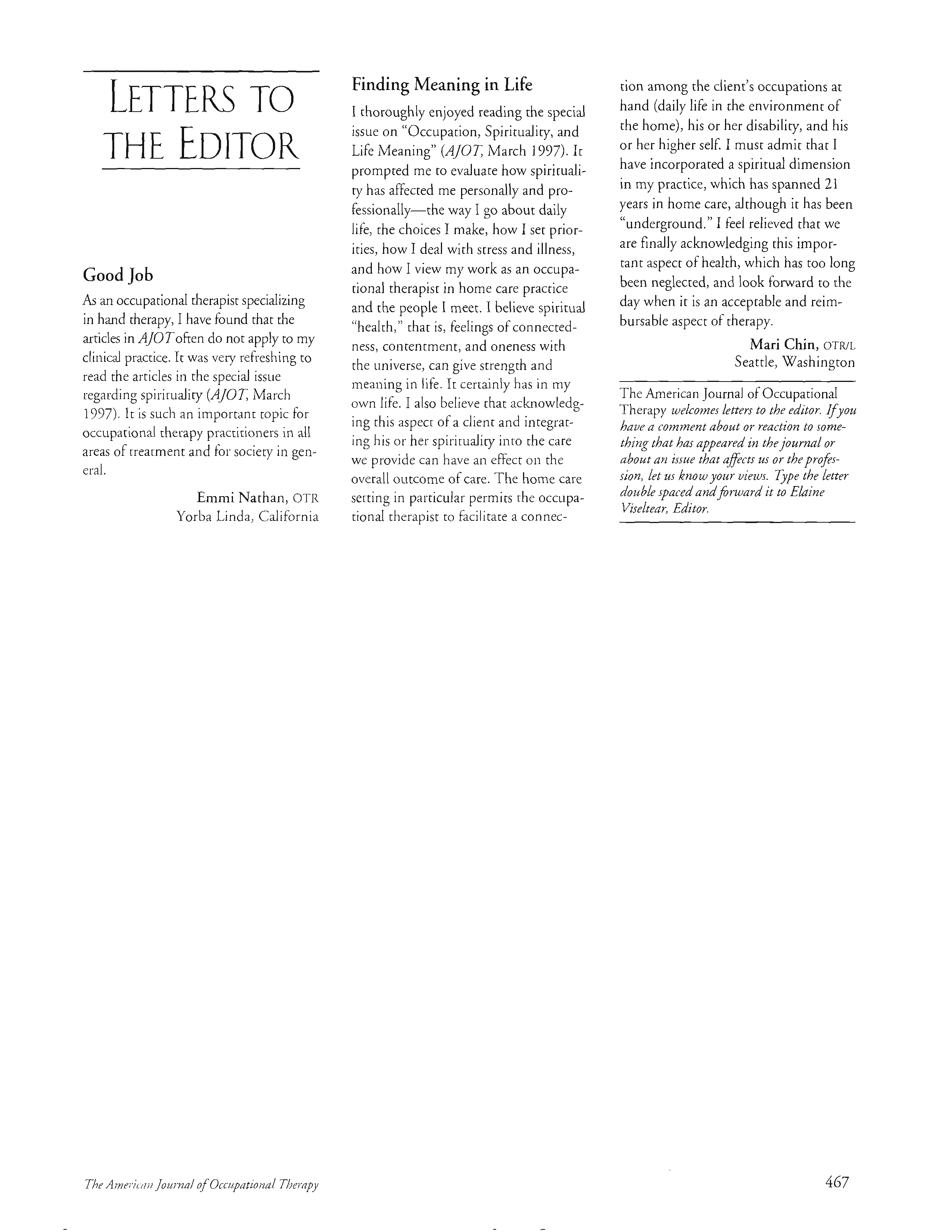 First page of Finding Meaning in Life
