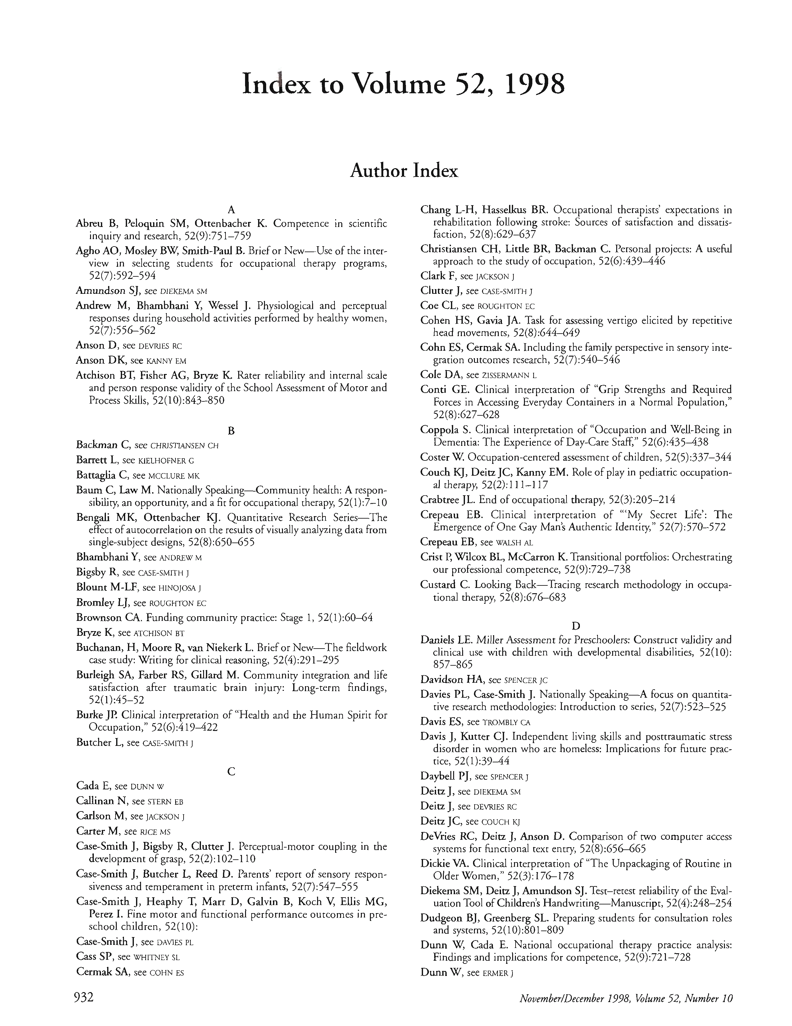 First page of Author Index