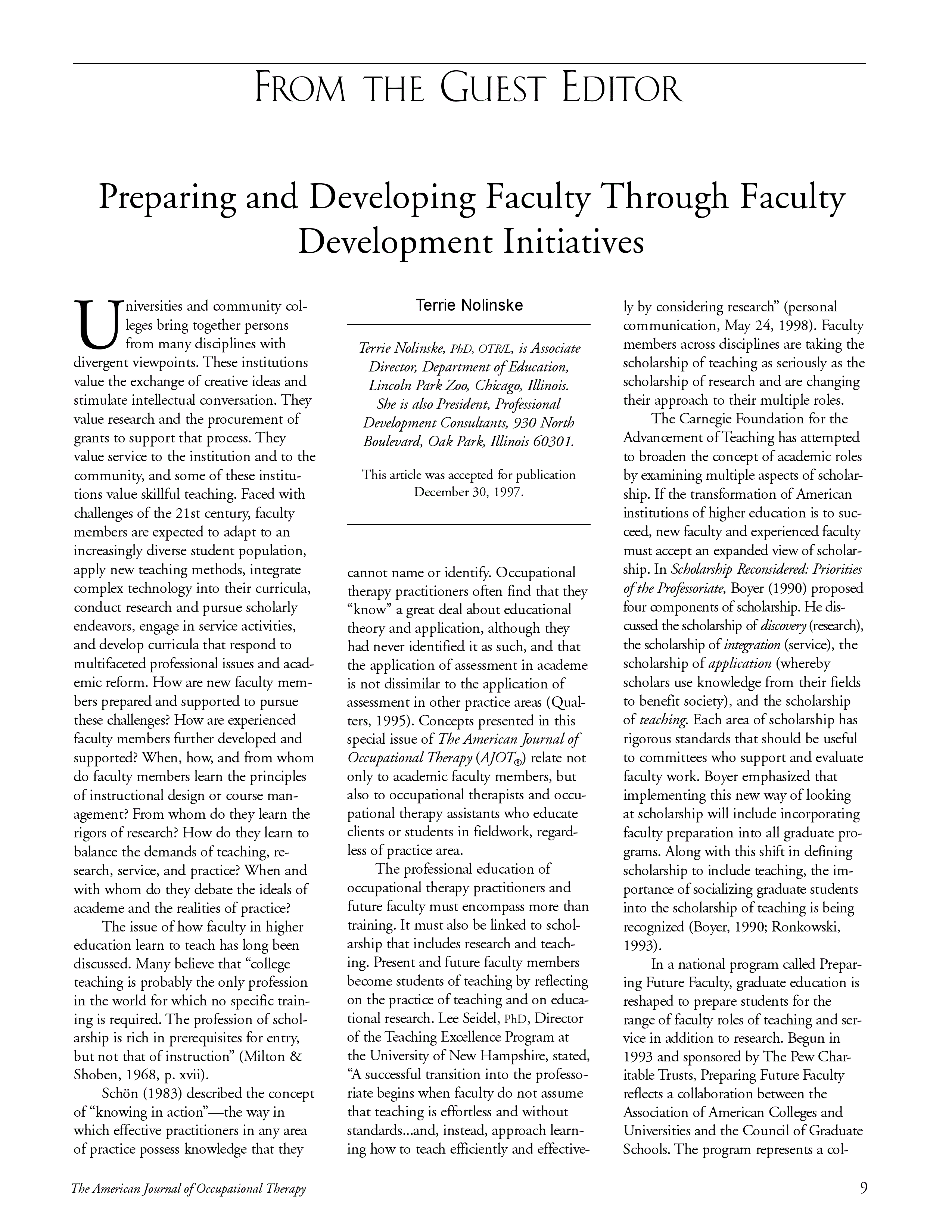 First page of Preparing and Developing Faculty Through Faculty Development Initiatives