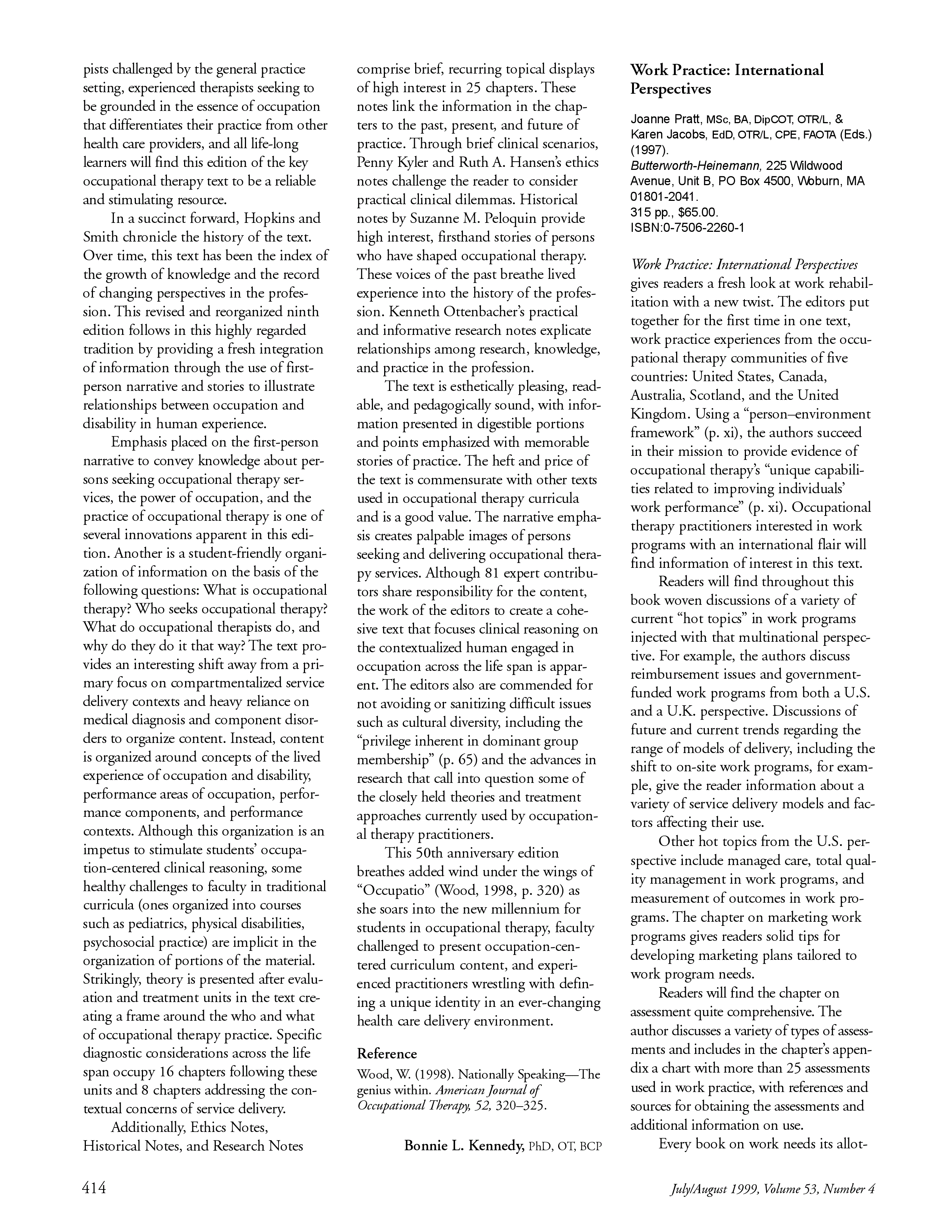 First page of Work Practice: International Perspectives