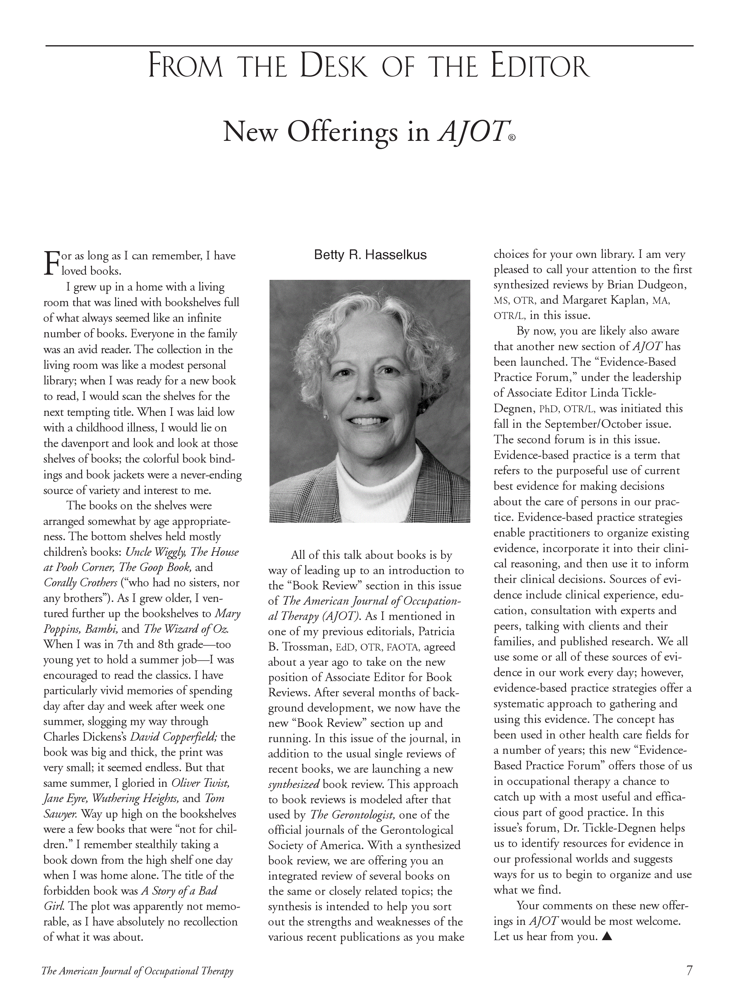 First page of New Offerings in <italic>AJOT</italic>®