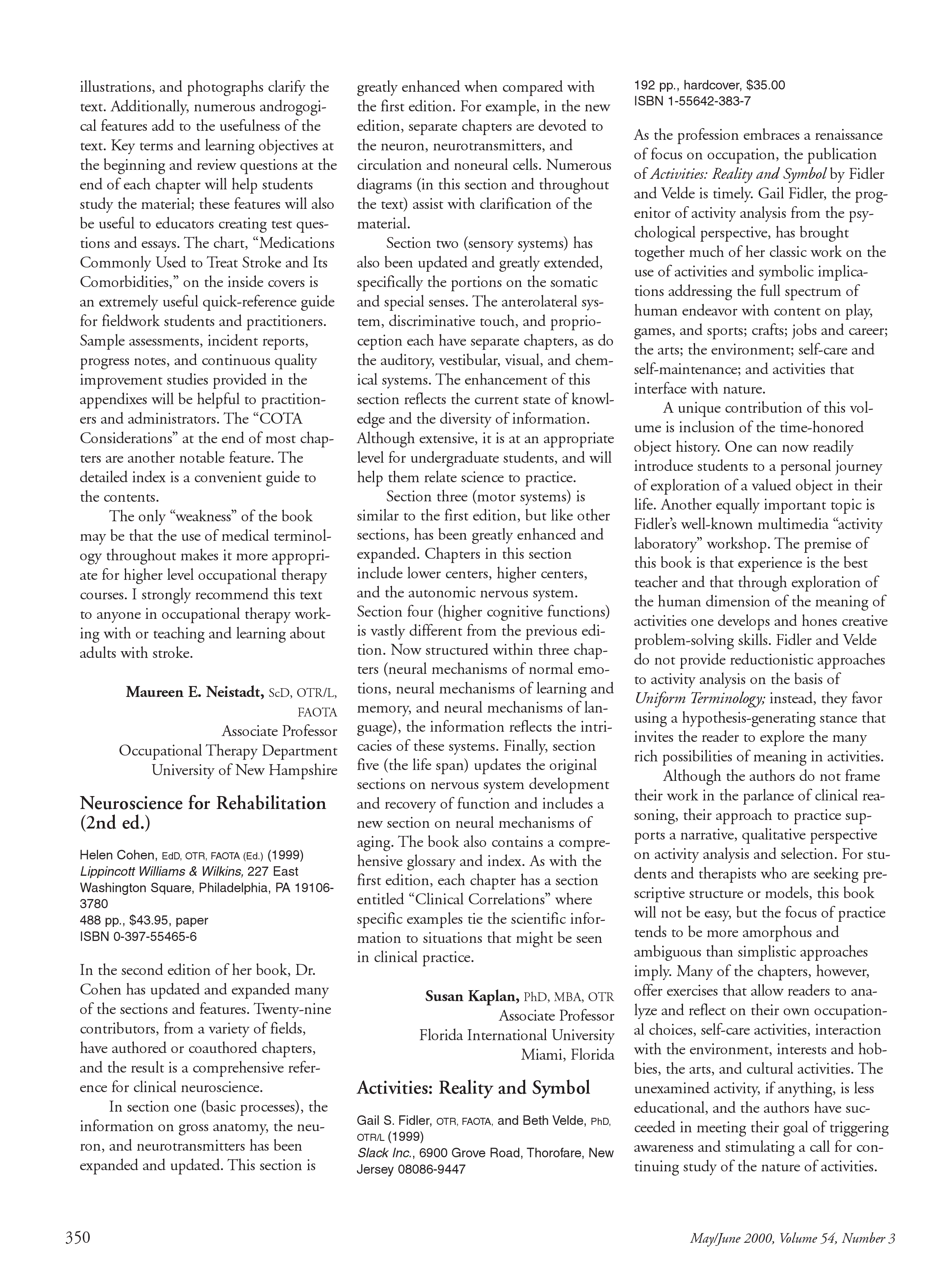 First page of Activities: Reality and Symbol