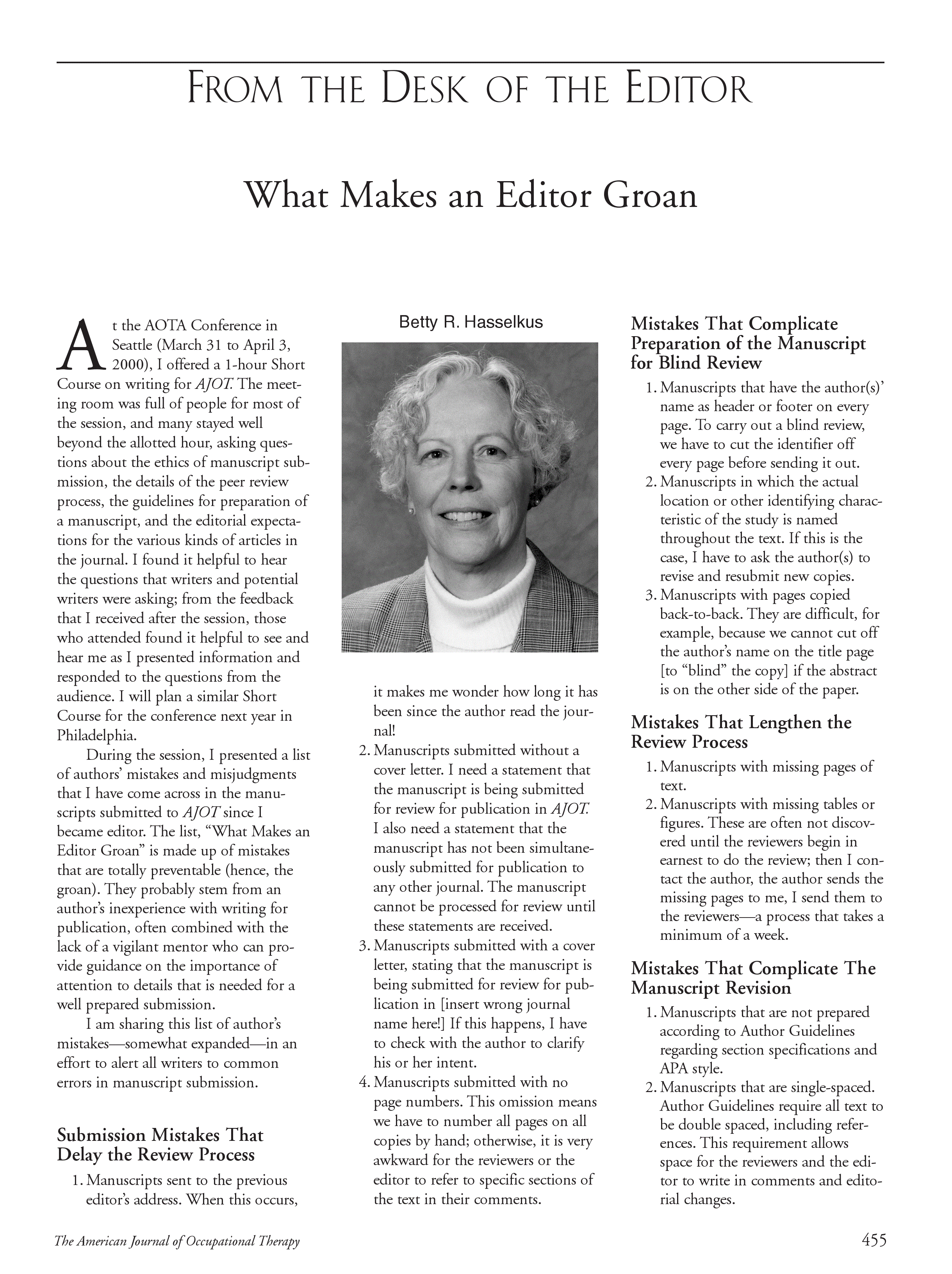 First page of What Makes an Editor Groan