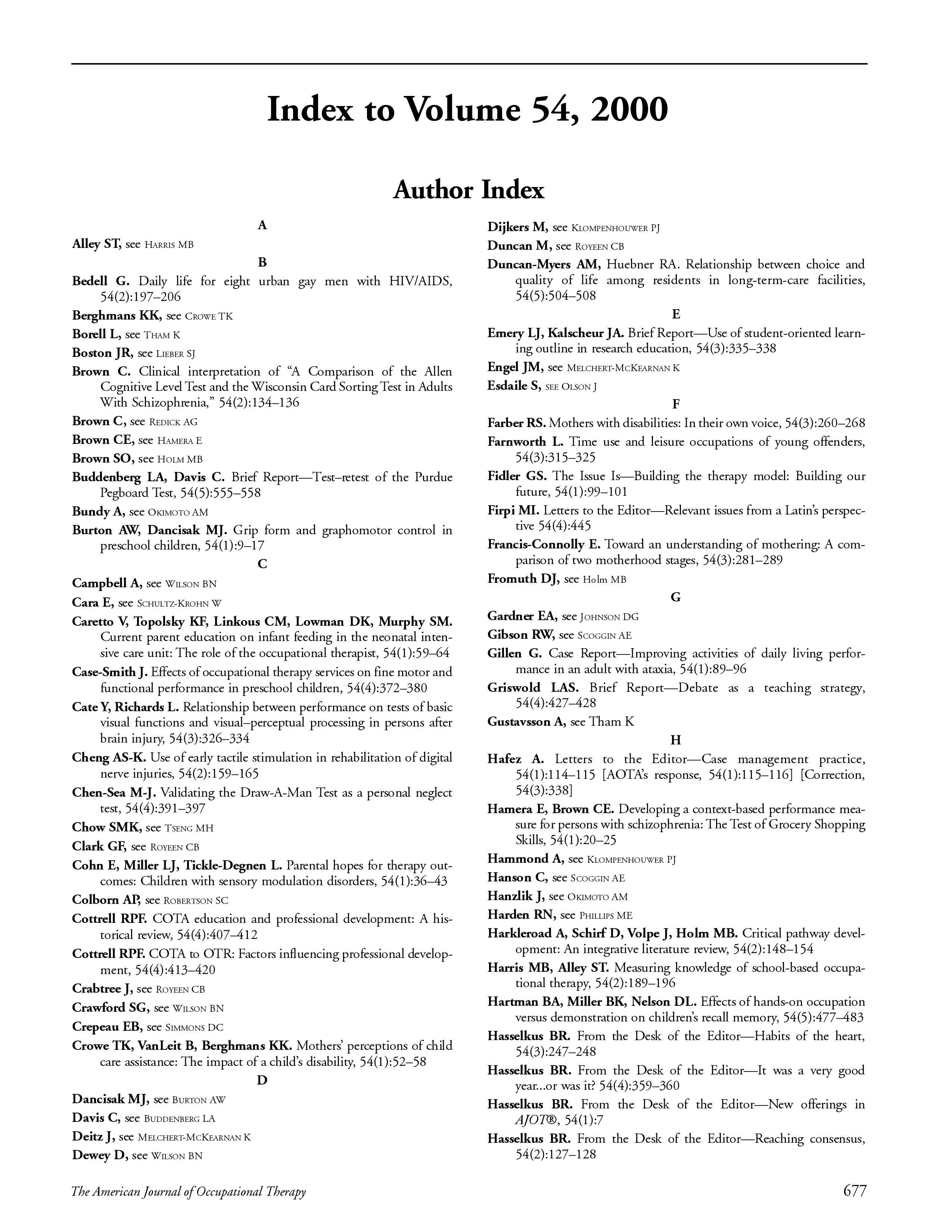 First page of Author Index