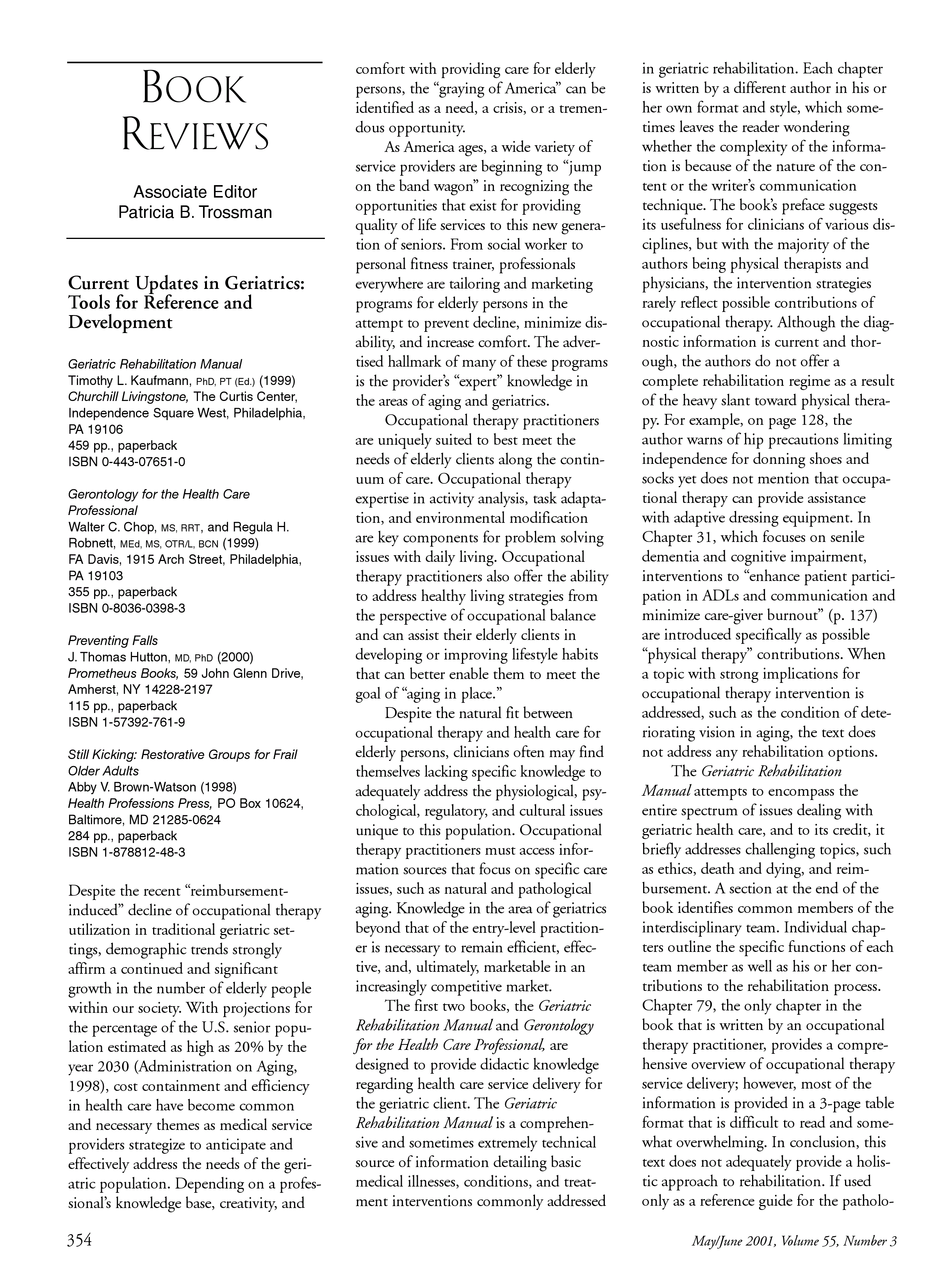 First page of Current Updates in Geriatrics: Tools for Reference and Development