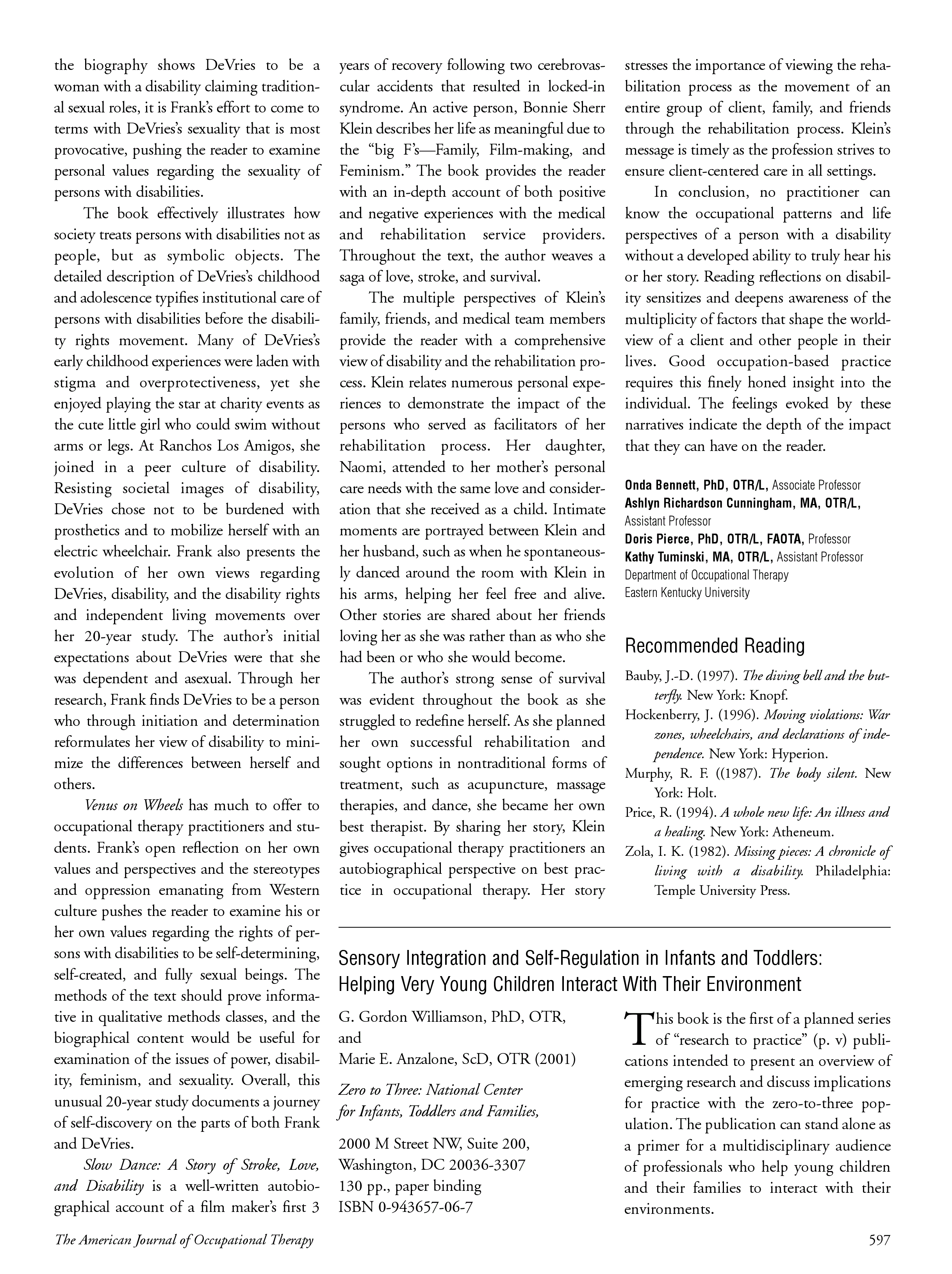 First page of Reflections on Disability: Ethnography, Cultural Biography, and Essay
