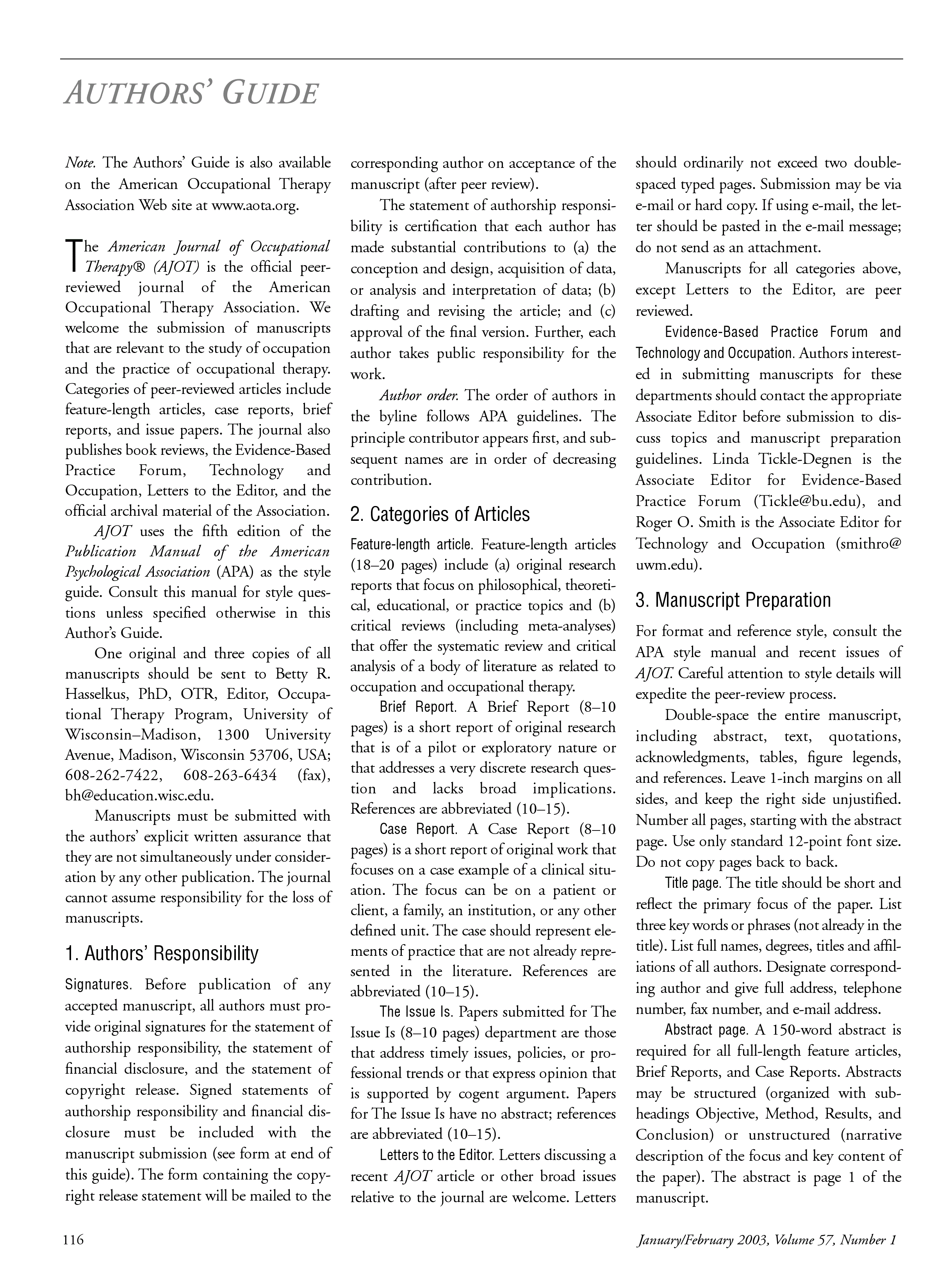 First page of Author’s Guide