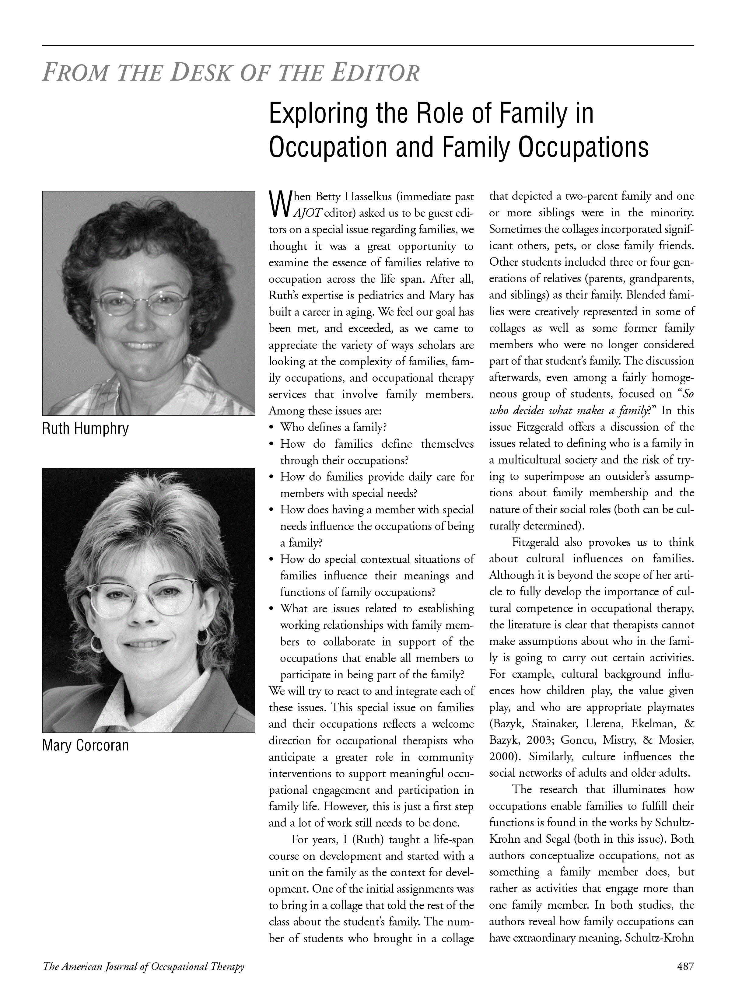 First page of Exploring the Role of Family in Occupation and Family Occupations
