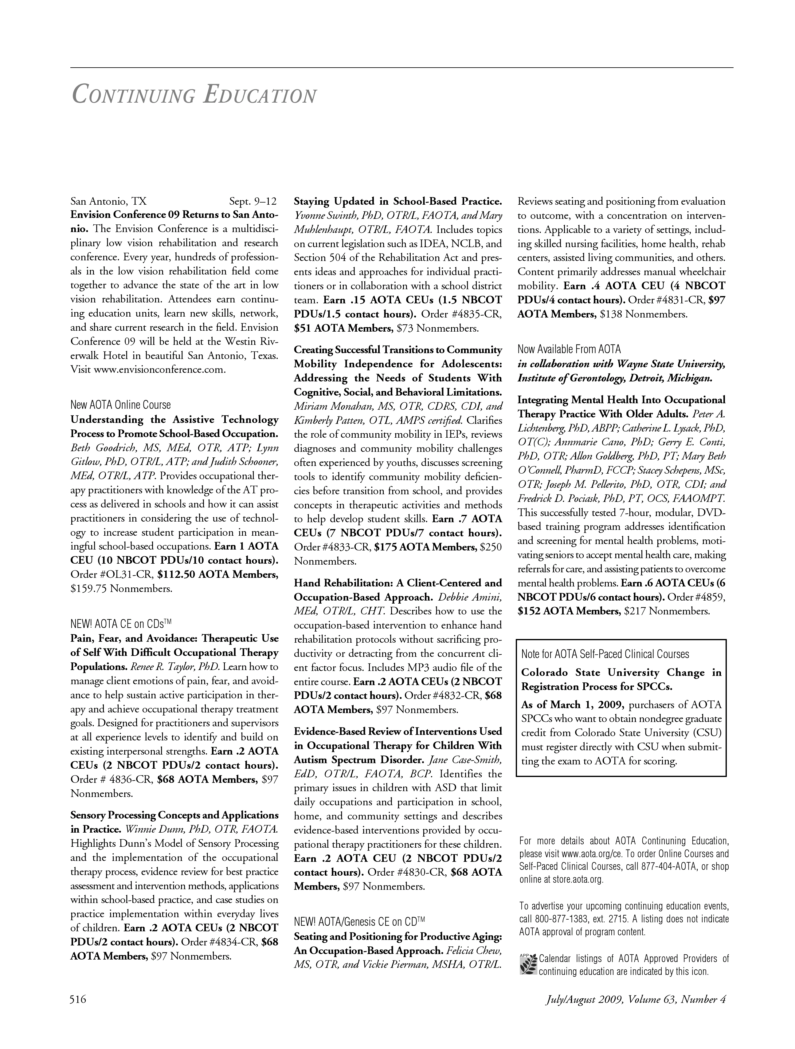 First page of Continuing Education