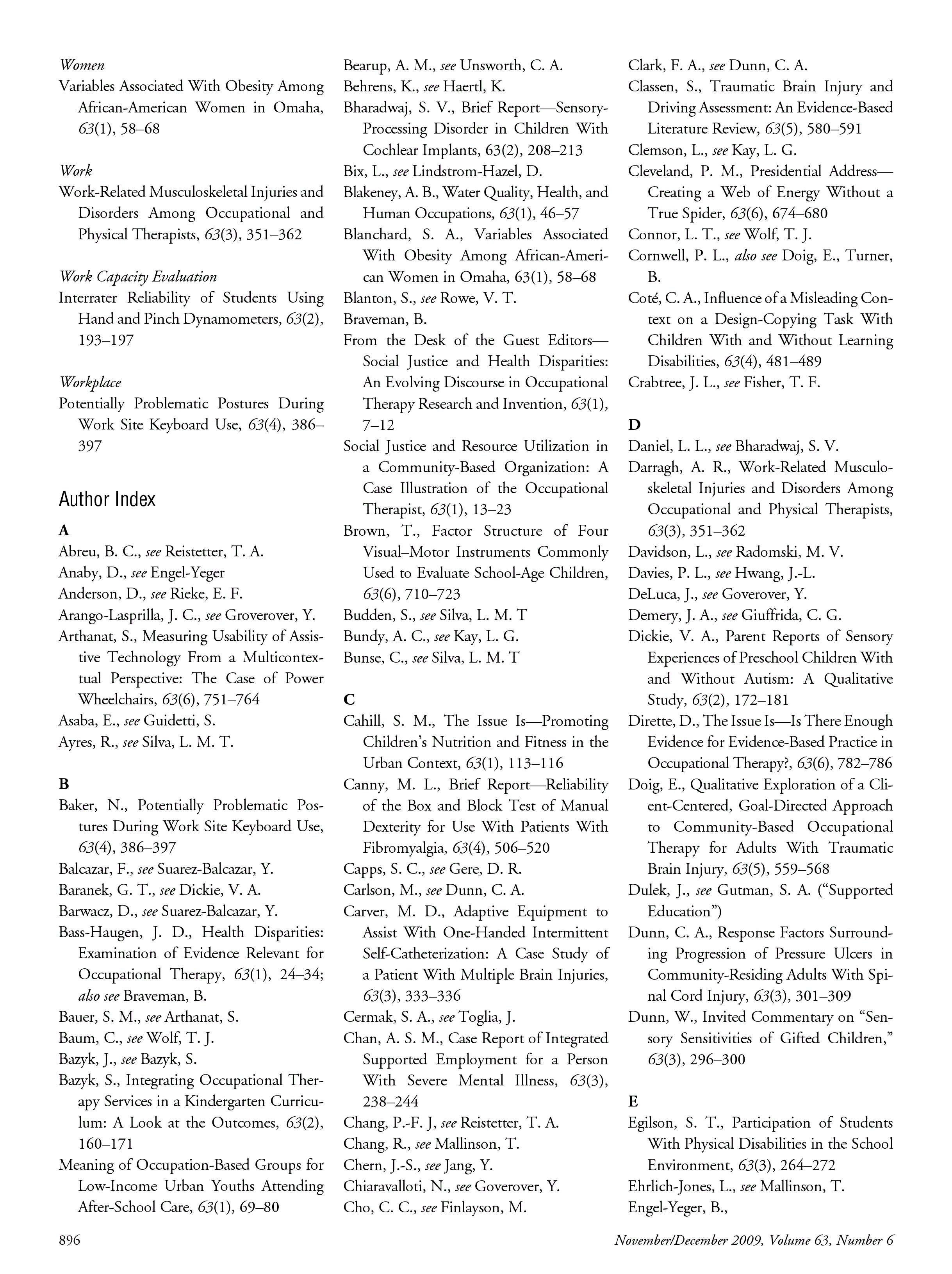 First page of Author Index