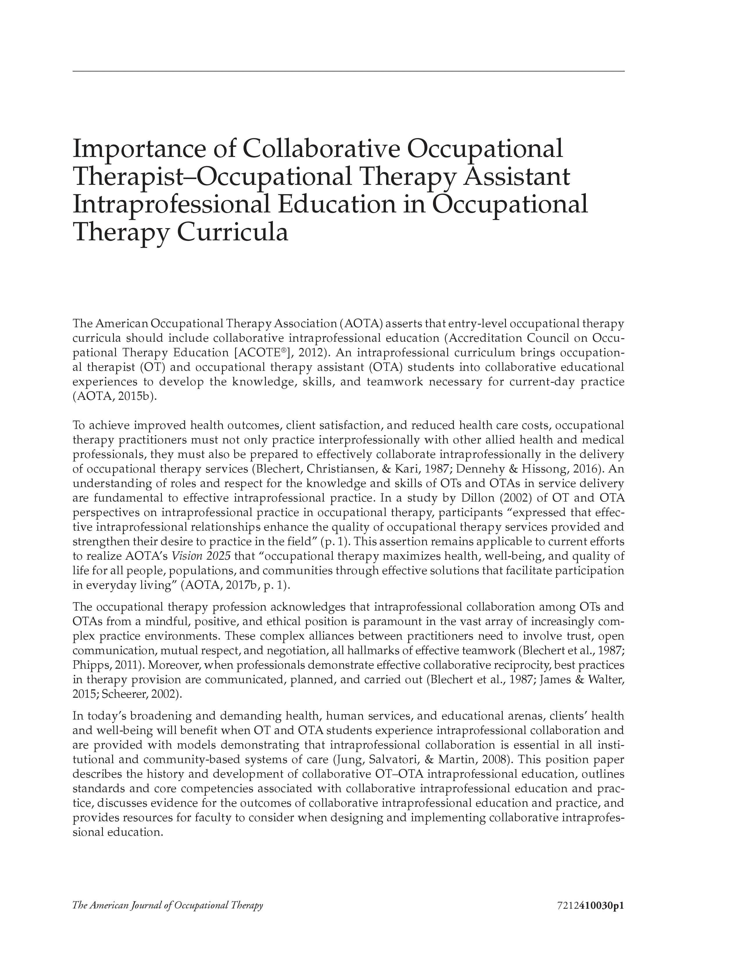 Importance of Collaborative Occupational TherapistOccupational Therapy
