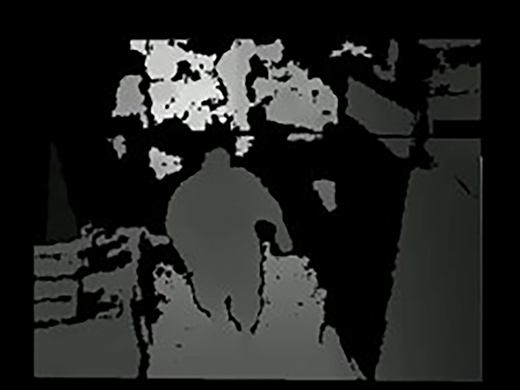 A depth image of a study participant in their kitchen.